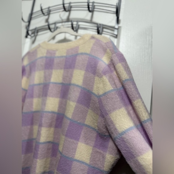 NWT Cyrus NYC Mink Button Down Cardigan plaid light academia preppy clueless L - Picture 13 of 16